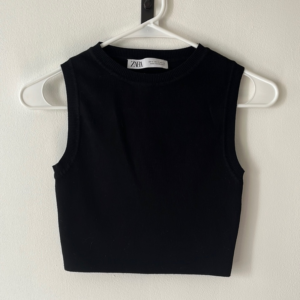 {Zara} Black Sweater Cropped Tank Top